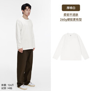 棉的美學(xué)230G重磅純棉長(cháng)袖t恤男秋季純色簡(jiǎn)約休閑百搭長(cháng)袖保暖男女同款 「260g硬挺更有型」厚棉白 3XL 「推薦165-185斤」