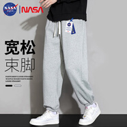 NASA GISS休閑褲男寬松直筒闊腿褲潮流長褲子 花灰束腳常規(guī) (175/80A)L