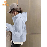 派吉鯊正肩運(yùn)動連帽短款衛(wèi)衣外套女2025春秋新款開衫小個子休閑韓系穿搭 奶藍(lán)色【春秋款版】 M 【建議95-110斤】