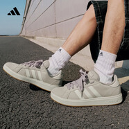 adidas「面包鞋」GRAND COURT BASE 00s休閑低幫板鞋男女阿迪達斯 淺褐/漢玉白/蒸汽灰   42