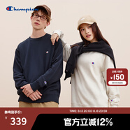 Champion【王俊凱同款】冠軍情侶裝衛(wèi)衣秋季新款棉質(zhì)純色基礎(chǔ)長(zhǎng)袖T恤 藏青色1 XL