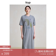 旅途原品（ltyp）t恤裙女直筒連衣裙連衣裙個(gè)性藝術(shù)印花休閑實(shí)穿短袖裙夏 深花灰-抽象油畫 L