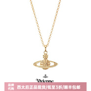 薇薇安·威斯特伍德（Vivienne Westwood）明星西太后正品珍珠項鏈毛衣鏈土星別針鎖骨鏈送女友生日禮物 金色土星項鏈