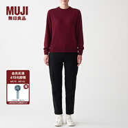 無印良品 MUJI 女式 羊毛 可水洗 圓領(lǐng)毛衣 BAC01A1A 長袖針織衫 紫紅色 XXL