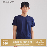 GANT【100%棉】GANT/甘特男士短袖圓領(lǐng)親膚透氣刺繡純色休閑重磅T恤潮 433夜藍(lán)色 M