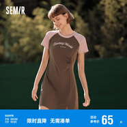 森馬連衣裙女插肩袖修身收腰夏季字母開叉短裙運動風(fēng)109324114025