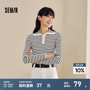 森馬毛衣女短款高領(lǐng)正肩緊身套頭衫休閑風(fēng)冬季顯瘦打底衫簡約氣質(zhì) 黑白色調(diào)00391 165/88A/L