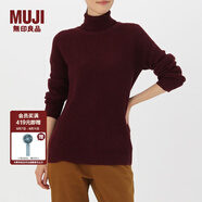 無(wú)印良品 MUJI 女式 棱紋編織 高領(lǐng)毛衣 W7AA873 秋冬長(zhǎng)袖針織衫 深紫紅色 S