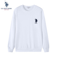 U.S. POLO ASSN.衛(wèi)衣男春秋季新款圓領(lǐng)運動休閑服外套保羅男士t恤上衣服白M