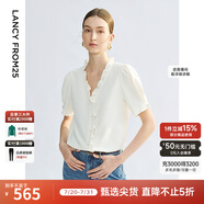 朗姿【Basic衣櫥】法式宮廷風(fēng)休閑白色燈籠袖襯衫襯衣夏新款上衣 本白色2 M