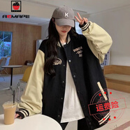 AEMAPE外套女2025新款秋冬季女裝韓版美式刺繡棒球服時(shí)尚 黑色刺繡1998  3XL _建議175-200斤