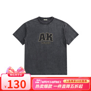 AKSERIES25新款復(fù)古印花短袖男圓領(lǐng)T恤男士上衣半袖內(nèi)搭衣服AK男裝2500505 黑色 XL