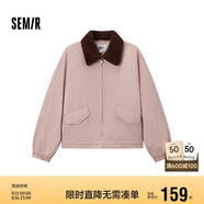 森馬（Semir）外套女oversize插肩袖仿羊羔毛毛領(lǐng)冬季2024夾棉夾克109724108016