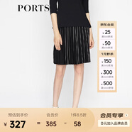 PORTS寶姿 女裝優(yōu)雅黑白撞色拼接半身裙LA8K247FXX001 黑色混色 L