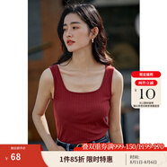 茵曼（INMAN）多色無袖顯瘦吊帶背心T恤女裝2025夏季新款簡約休閑百搭圓領上衣 復古紅 S