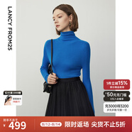 朗姿【王楚然同款】純羊毛高領(lǐng)針織衫春冬內搭打底上衣曠野美拉德 艦隊藍色 S