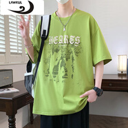浪古 LAWKUL夏季短袖t恤男孩12-15歲初高中學(xué)生休閑半袖13青少年大童體恤上衣 綠色 M