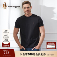 Hush Puppies暇步士男裝夏季男士純色圓領(lǐng)短袖T恤 黑色-097 M