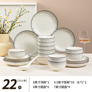 YWZR碗碟套裝家用2025新款簡(jiǎn)約餐具碗盤(pán)碗筷碗具現代簡(jiǎn)約吃飯碗米飯碗 10個(gè)4.5飯碗4七飯6八飯1八斗碗1