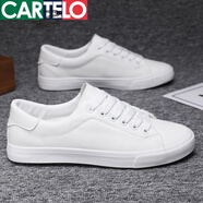 卡帝樂(lè )鱷魚(yú)（CARTELO）鞋子男百搭潮鞋2025新款休閑西裝小白鞋男款秋季白色板鞋男士防滑 白色 39