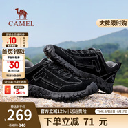 駱駝（CAMEL）登山鞋男防滑舒適戶外徒步運動休閑鞋男女新款透氣男士復(fù)古鞋子 G15A370083  黑色（皮面款） 41