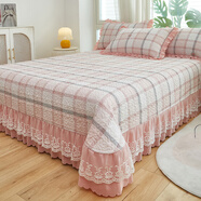 何佳功定制棉麻床蓋單件夾棉床裙床罩絎縫雙人床單榻榻米三件套炕 洛可可 1.5米床/床蓋230*250CM+枕套2個(gè)