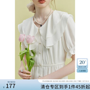 范思藍(lán)恩23FS12518法式甜美連衣裙女夏季新款荷葉邊襯衫裙子 米色 S