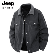 JEEP SPIRIT美式復古做舊夾克男士潮牌單排扣翻領(lǐng)機車(chē)外套寬松百搭休閑上衣服 深灰色 2XL