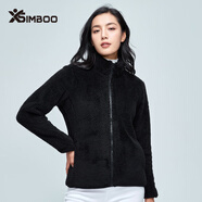 Simboo珊瑚絨抓絨衣男女外套搖粒絨保暖家居服睡衣大碼寬松雙面加厚上衣 808黑色-女 L