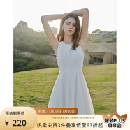 范思藍(lán)恩夏季腰精裙氣質(zhì)收腰無袖背心連衣裙女夏季新款海邊度假顯瘦裙 瓷白色-無袖 XS