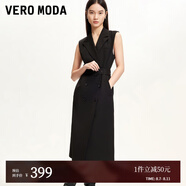 VEROMODA連衣裙女2024早秋新款西裝領(lǐng)雙排扣收腰無(wú)袖連衣裙通勤休閑百搭 黑色 165/84A/M