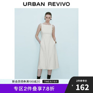 UR2025春季新款女裝法式氣質(zhì)通勤一字領(lǐng)無(wú)袖連衣裙UWM750004