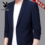 花花公子2025年新款秋季單西服男士純色高端韓版商務(wù)休閑英倫風(fēng)小西裝外套 98藍(lán)色 2XL