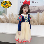 G.DUCKKIDS女童白雪公主裙長袖新款娃娃領絨愛莎裙子節(jié)日泒對禮服萬圣節(jié)服裝 秋款長袖裙子【單裙】 120 cm