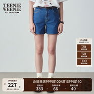 Teenie Weenie小熊女裝夏季簡約時尚牛仔短褲時尚高腰褲子女韓版 深藍色 S (160)