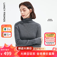 朗姿【秀款 明星同款】純羊毛無縫針織衫上衣內(nèi)搭打底衫曠野美拉德女 深灰色 XL
