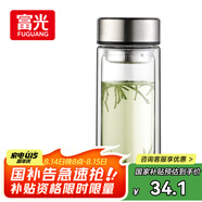 富光雙層玻璃杯大容量帶茶隔水杯高硼硅泡茶杯子商務(wù)男士辦公杯480ml