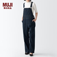 無印良品（MUJI） 女式  彈力牛仔 背帶褲BE1PSA3A休閑百搭褲子長褲牛仔褲背帶褲女 深藏青色 S（155/62A）