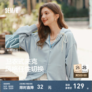 森馬（Semir）外套女中長(zhǎng)款寬松外搭2024年新款休閑連帽松弛感針織夾克通勤百搭 牛仔藍(lán)80335【新款 迪士尼聯(lián)名】 M 160/84A