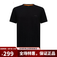 雨果博斯（HUGO BOSS）BOSS男裝t恤男商務(wù)休閑男裝上衣棉質(zhì)短袖簡約logo款短袖T恤 黑色（50508243） 3XL （220-240斤）僅供參考