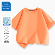 迷你真維斯 MINI JEANSWEST迷你真維斯兒童短袖純棉薄款男女童圓領上衣夏裝中小童體恤衫衣服 橙色 130 【建議45-56斤】