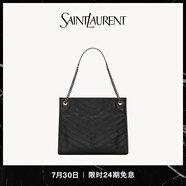 YSL圣羅蘭 女士NIKI SHOPPING中號復古牛皮革購物包手袋 黑色 U