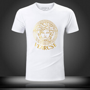 VERSACE JEANS COUTURE范思哲夏季潮牌輕奢美杜莎短袖T恤男裝大碼印花修身上衣打底衫潮t 192短袖白色 S [90-100斤]