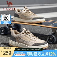 駱駝（CAMEL）滑板鞋男夏季網(wǎng)面厚底運動板鞋新款復(fù)古休閑百搭 G13A342155 山沙色 四季款 44