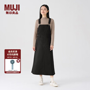 無印良品 MUJI 女式 棉斜紋背帶裙裙子文藝范工裝純棉全棉BE06CC3A 黑色 S(155/62A)