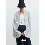 UNICA/隨性飄逸慵懶_親膚亞麻棉連身蝙蝠袖廓形輕盈干爽針織開(kāi)衫 【 透視沙礫灰 】 開(kāi)衫 S 【現貨48小時(shí)發(fā)】