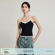 亦谷吊帶背心針織開衫外搭套裝女2025春季新款韓系一整套ootd穿搭 黑色 M