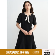 獨(dú)束大碼女裝2025夏新款波點(diǎn)飄帶連衣裙微胖收腰赫本風(fēng)氣質(zhì)小黑裙 烏梅黑-短款 2XL （尺碼：4）