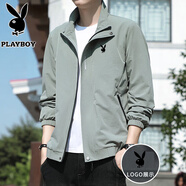 花花公子（PLAYBOY）夾克男外套秋冬季上衣男士新款商務(wù)中青年立領(lǐng)茄克衫潮流 豆綠色 XL （115斤-130斤）