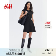 H&M女裝背心吊帶連衣裙2025夏季新款寬松喇叭裙擺斜紋布裙1272238 黑色 XXS 155/76